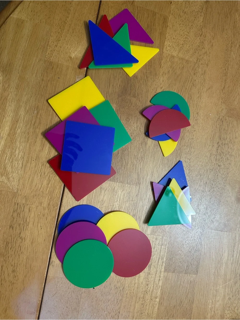 Assorted Multicolor wood tangrams - Pack of Mixed Colors